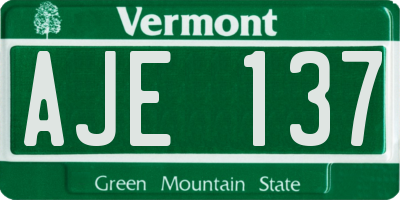 VT license plate AJE137