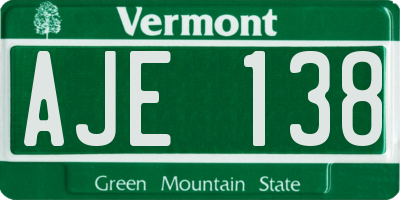 VT license plate AJE138