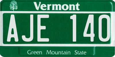 VT license plate AJE140