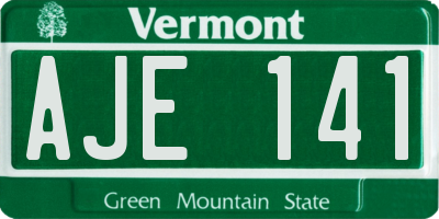 VT license plate AJE141