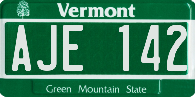 VT license plate AJE142