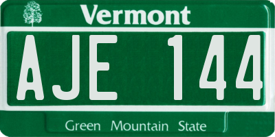 VT license plate AJE144