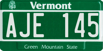 VT license plate AJE145
