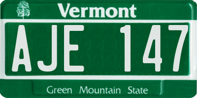 VT license plate AJE147