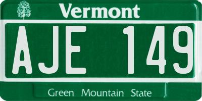 VT license plate AJE149