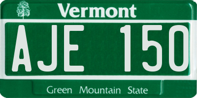VT license plate AJE150