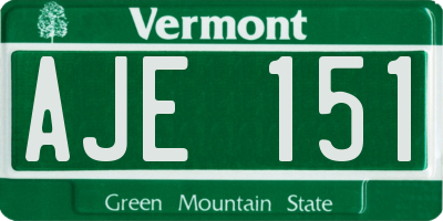 VT license plate AJE151