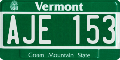 VT license plate AJE153