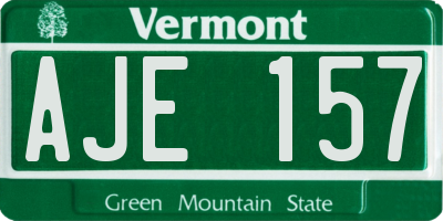 VT license plate AJE157