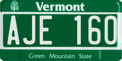 VT license plate AJE160