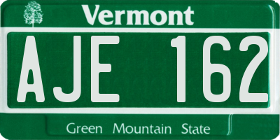 VT license plate AJE162
