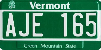 VT license plate AJE165