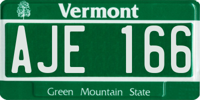 VT license plate AJE166