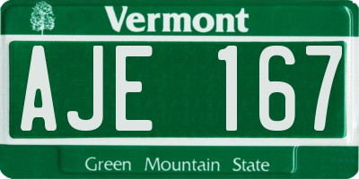 VT license plate AJE167