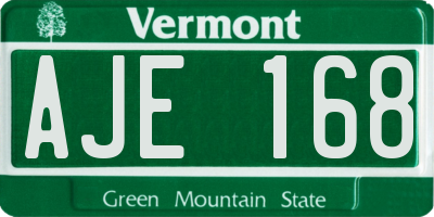 VT license plate AJE168
