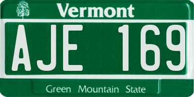 VT license plate AJE169