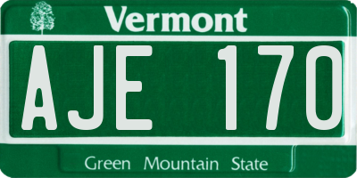 VT license plate AJE170