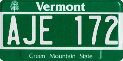 VT license plate AJE172