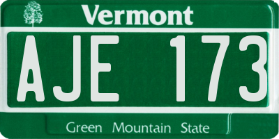 VT license plate AJE173