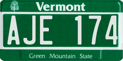 VT license plate AJE174