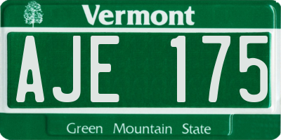 VT license plate AJE175