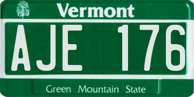 VT license plate AJE176