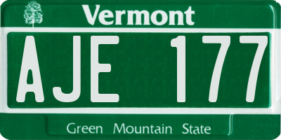 VT license plate AJE177