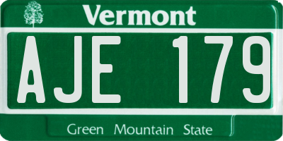 VT license plate AJE179