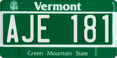 VT license plate AJE181