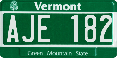 VT license plate AJE182