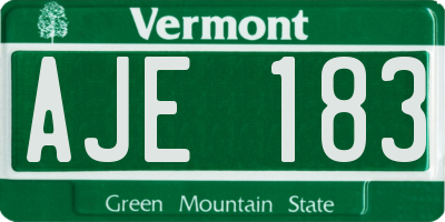 VT license plate AJE183