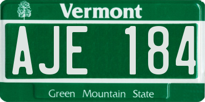 VT license plate AJE184