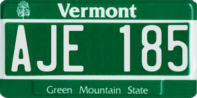 VT license plate AJE185