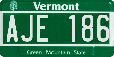 VT license plate AJE186