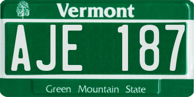 VT license plate AJE187