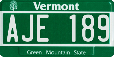 VT license plate AJE189