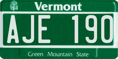 VT license plate AJE190
