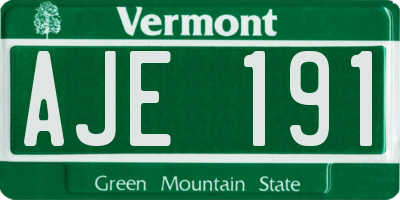 VT license plate AJE191