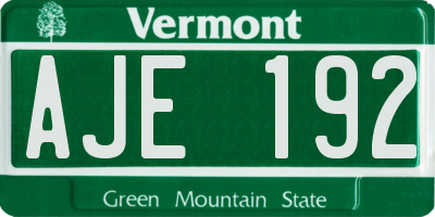 VT license plate AJE192
