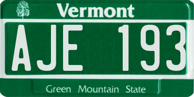 VT license plate AJE193