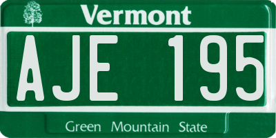 VT license plate AJE195