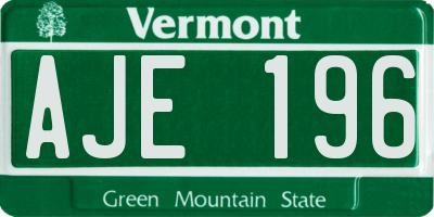 VT license plate AJE196