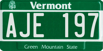 VT license plate AJE197