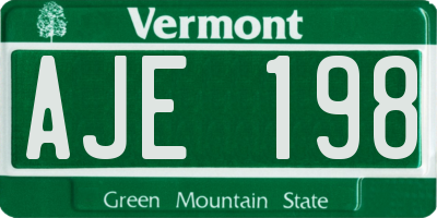 VT license plate AJE198