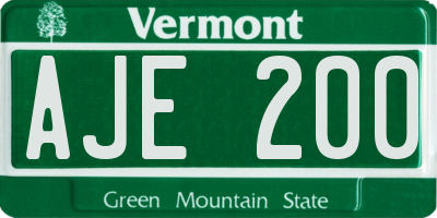 VT license plate AJE200