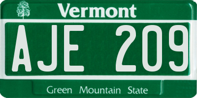 VT license plate AJE209