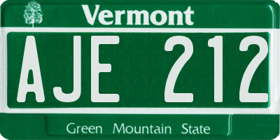 VT license plate AJE212