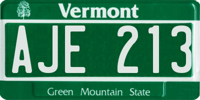 VT license plate AJE213
