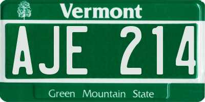 VT license plate AJE214