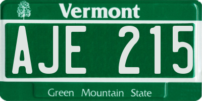 VT license plate AJE215